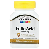 21st Century Folic Acid 400 mcg.-250Tablets