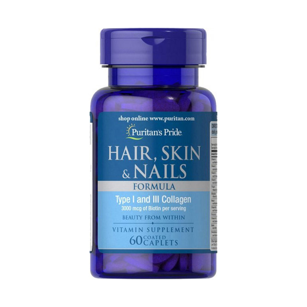 Puritan's Pride Hair Skin&Nails-20Serv.-60Coated Caplets