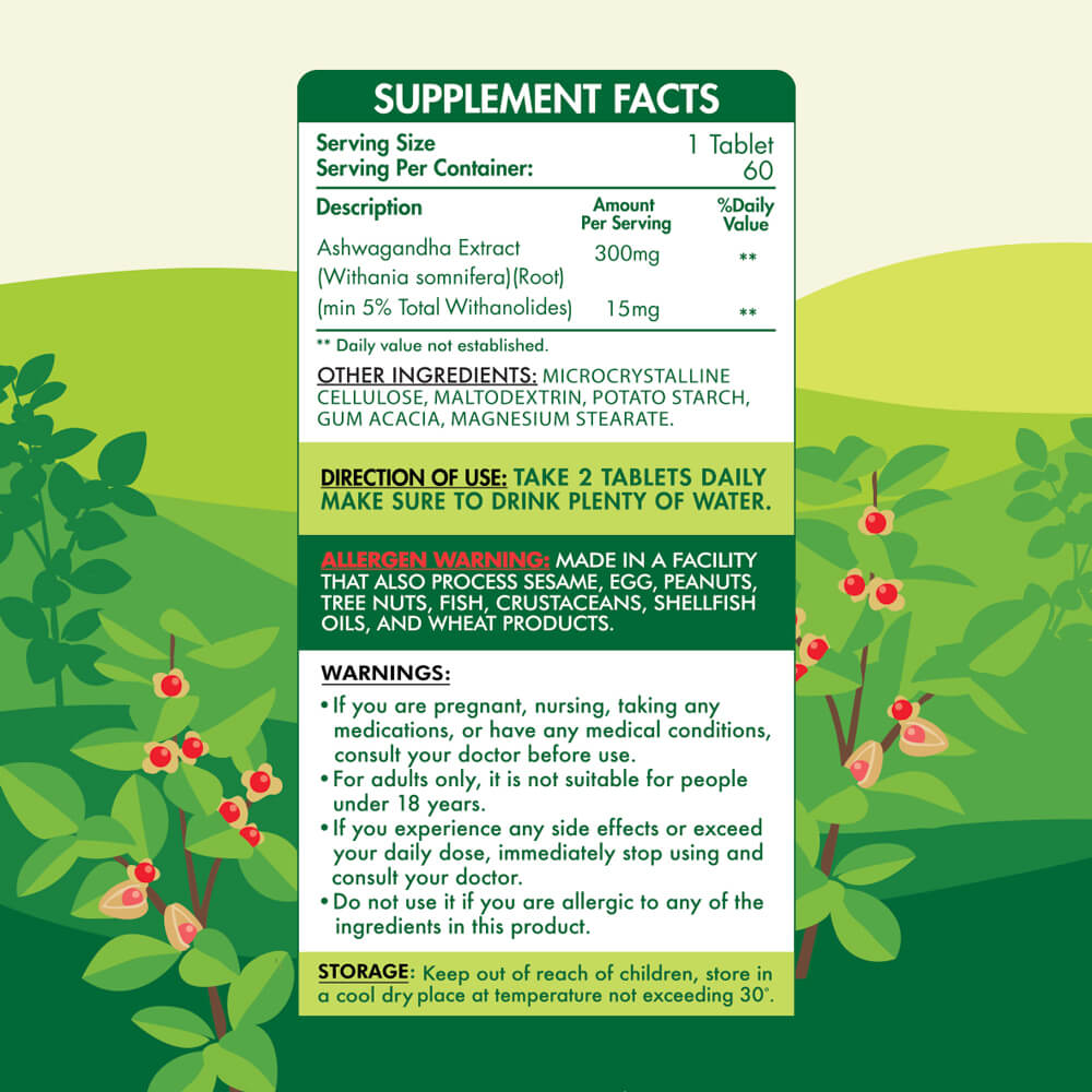 Ashwagandha 60Tablets facts - Organic Nation
