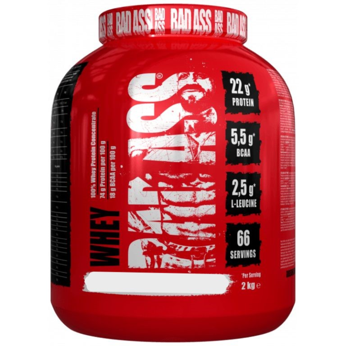 Bad Ass Whey 100% Whey Protein Concentrate.-66Serv.-2KG