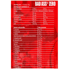 Bad Ass Zero 100% Whey Protein Isolate.-66Serv.-2KG