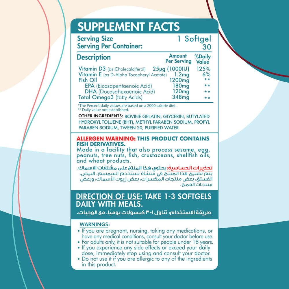 Omega3 With Vitamin D3-30Serv.-30 Capsules
 – Organic Nation