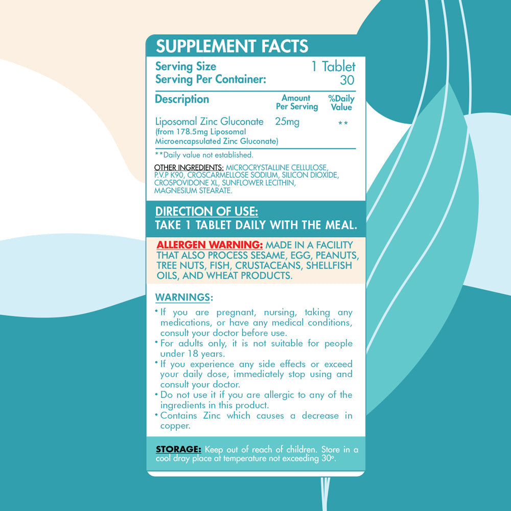 Liposomal Zinc - 30 Tablets- organic nation