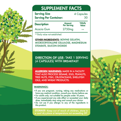 Fibers Gum Acacia-30Serv.-120 Capsules Organic Nation