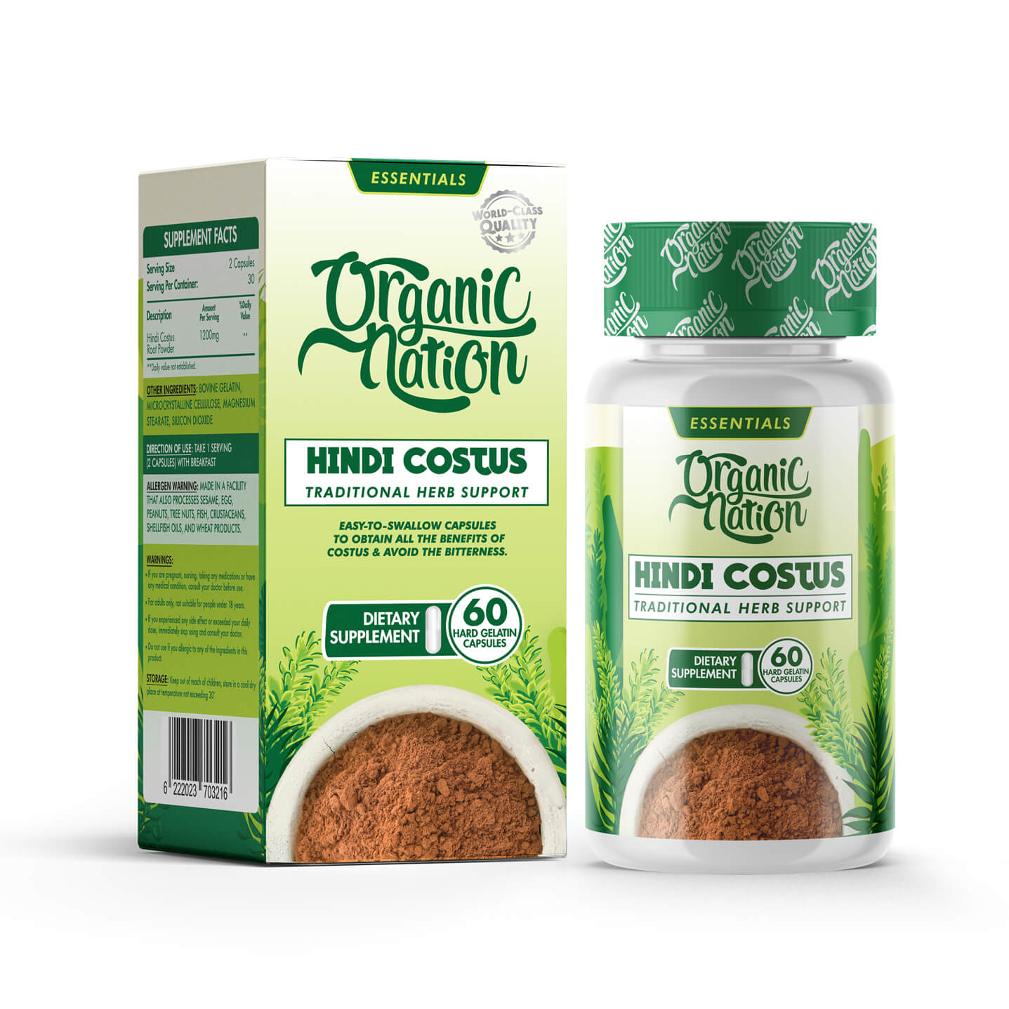 Hindi Costus-30Servings-60 Capsules| Organic Nation