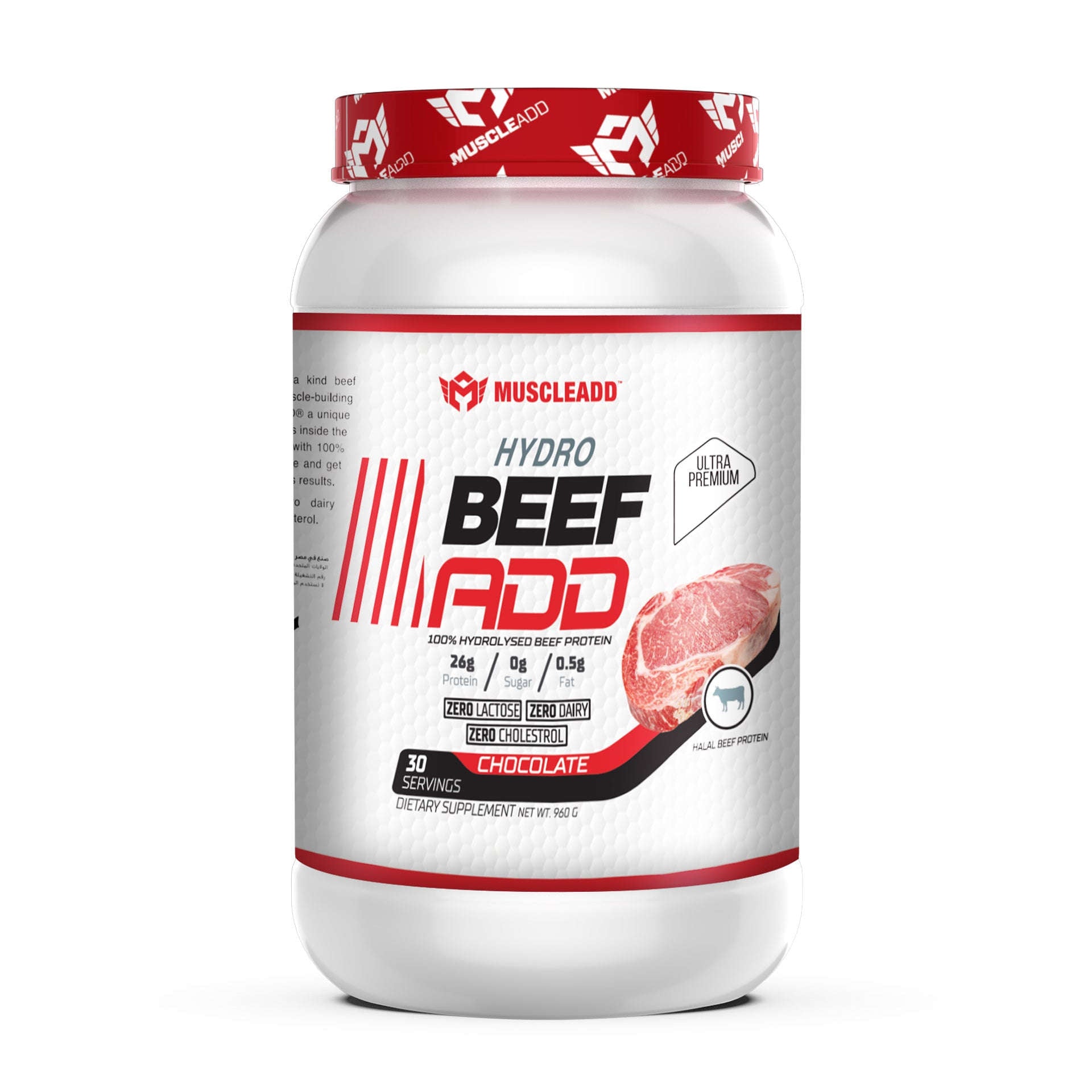Hydro Beef Add 100% Hydrolyzed Beef Protein-30Serv.-960g.-Chocolate Muscle Add