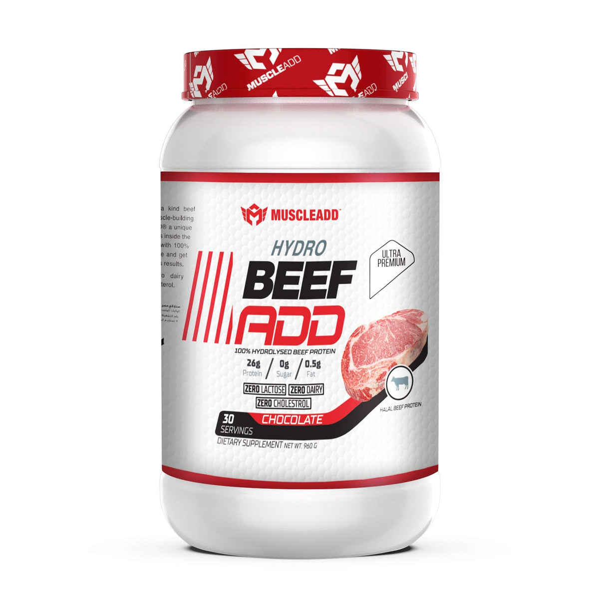 Hydro Beef Add 100% Hydrolyzed Beef Protein-30Serv.-960g.-Chocolate Muscle Add