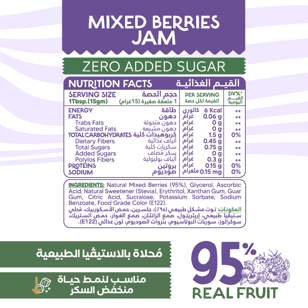 Guilt Free 95% Real Fruit Mixed Berries Jam-190Gm Organic Nation
