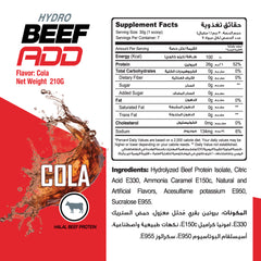 Muscle Add Hydro Beef Add 100% Hydrolysed Beef Protein-Cola