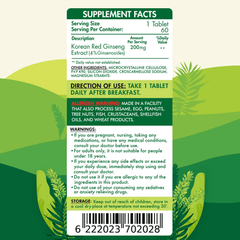 red korean ginseng Tablets- Organic Nation