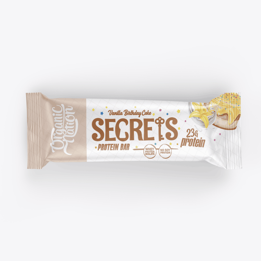 Secrets Protein Bar-1Serv.-70G-Vanilla Birthday Cake Organic Nation