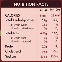 Nutirition Fact -Hot Barbecue Zero Suger- 350 ML